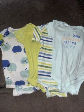 Baby Boys' Cotton Onesie Bundle - Blue, Green & White